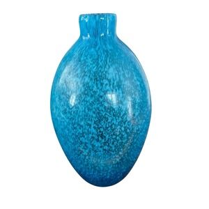 Studio Art Glass Blue Speckled Bottle Vase Mdina Style Hand Blown pontil mark
